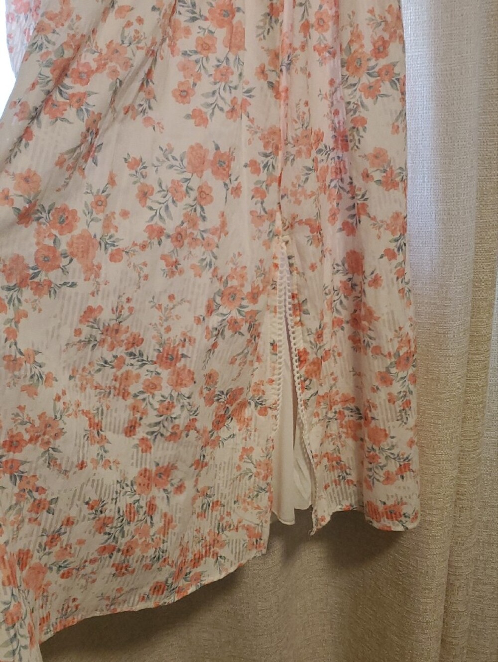 Sz LG Jessica Simpson White Dress with Coral Orange Floral Accents - Picture 4 of 11
